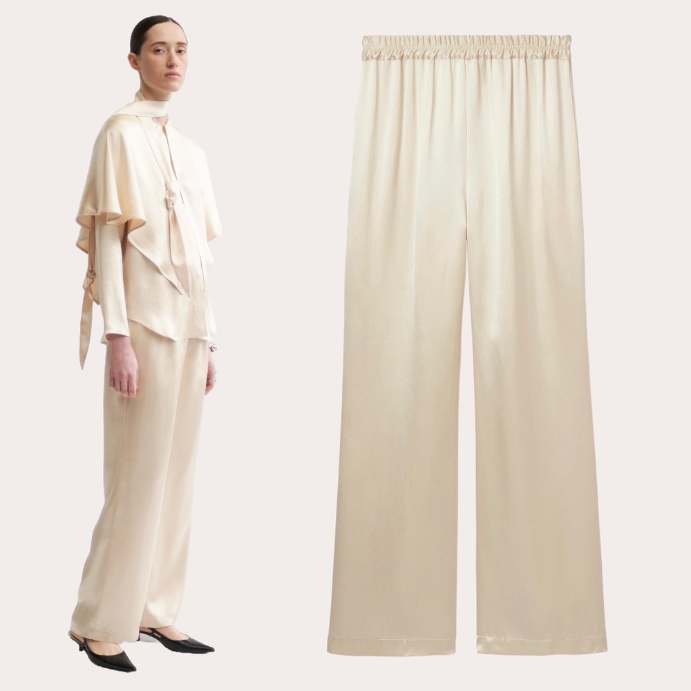 BITE Studios Leone Silk Trousers in Cream Size UK 8 / US 4 / Small S
